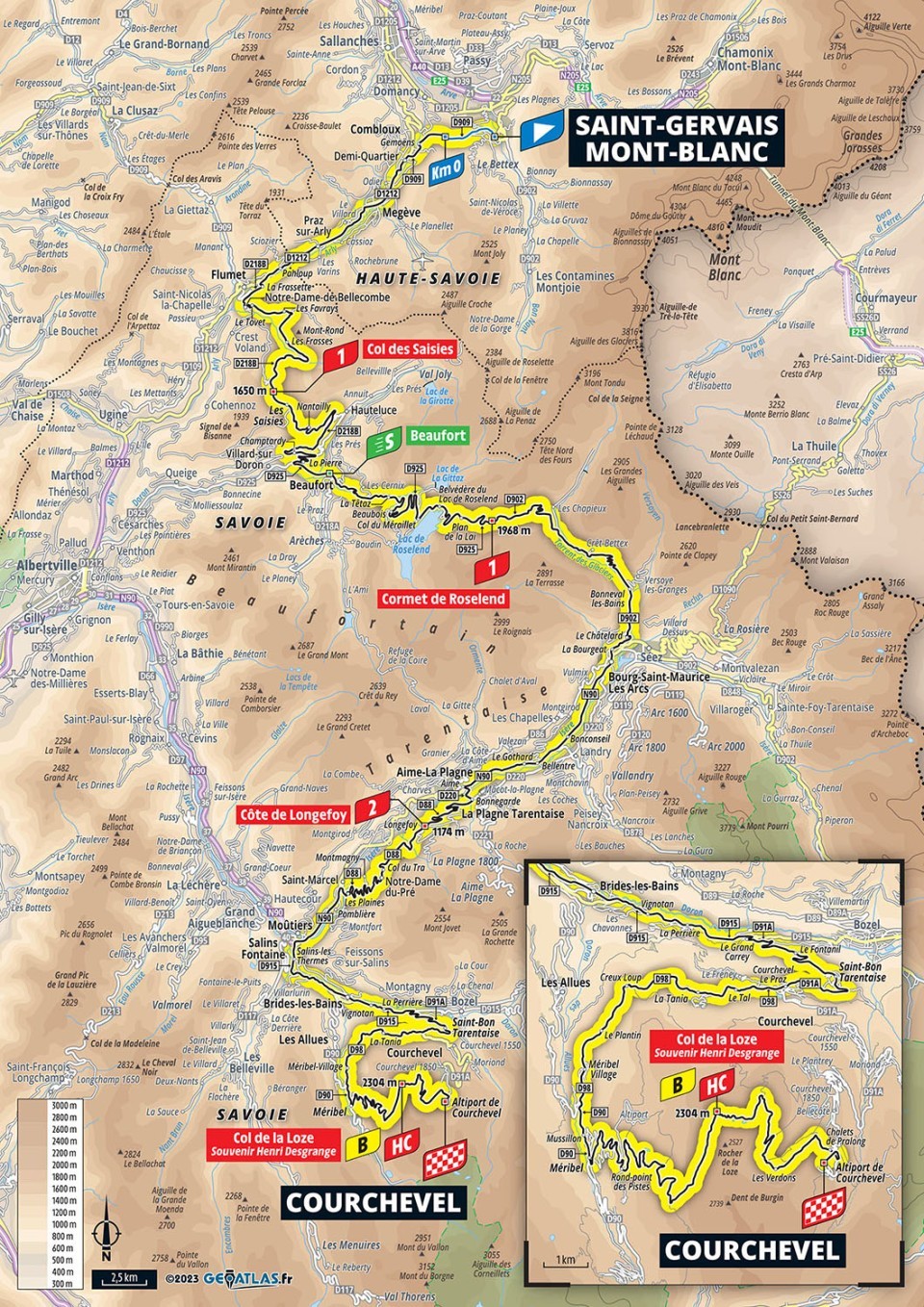 Mapa: 17. etapa na Tour de France 2023.