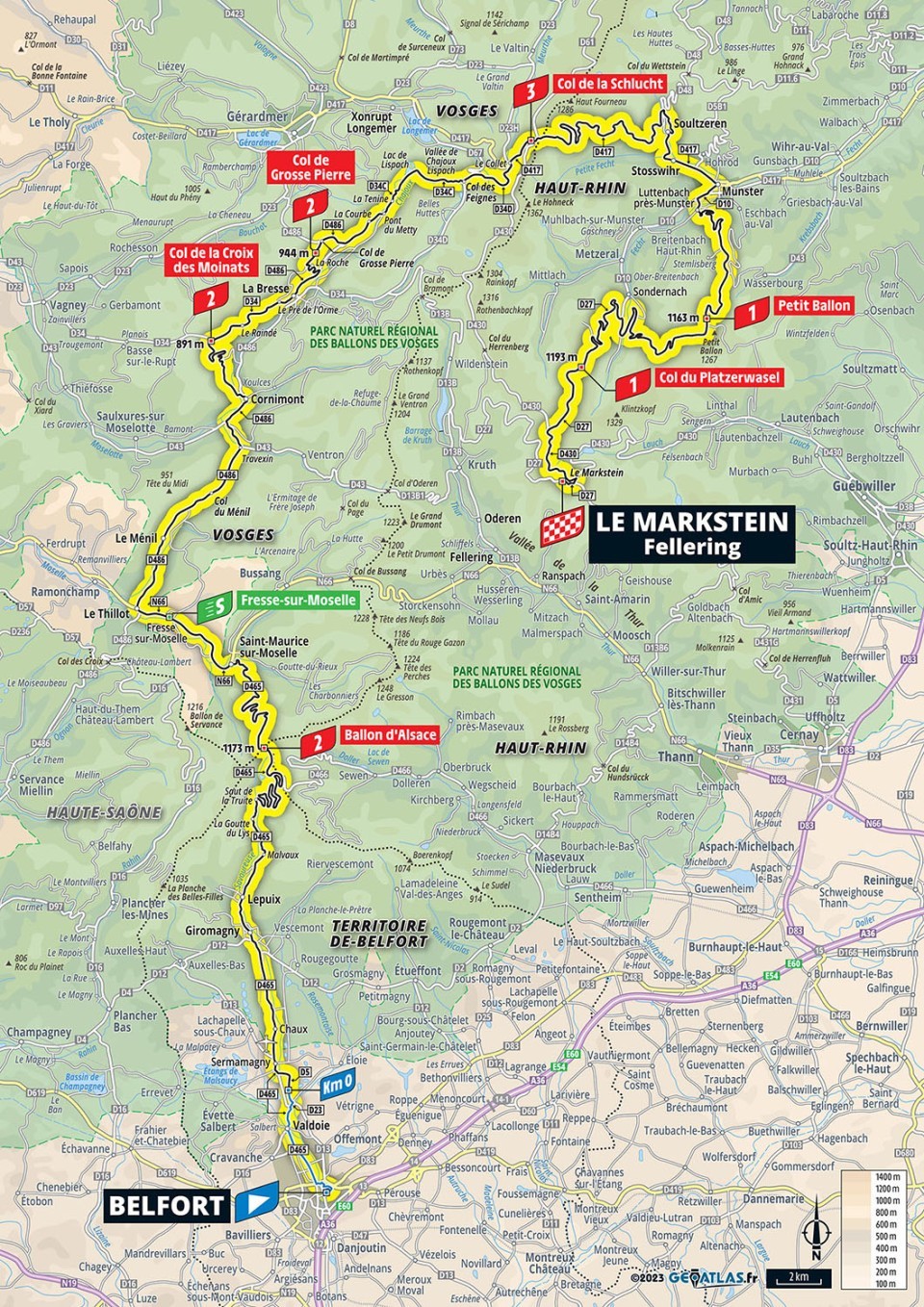 Mapa: 20. etapa na Tour de France 2023.