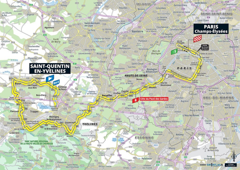 Mapa: 21. etapa na Tour de France 2023.