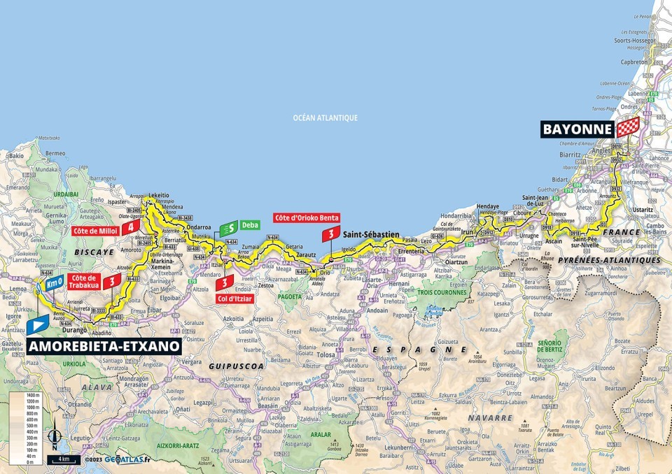 Mapa: 3. etapa na Tour de France 2023.