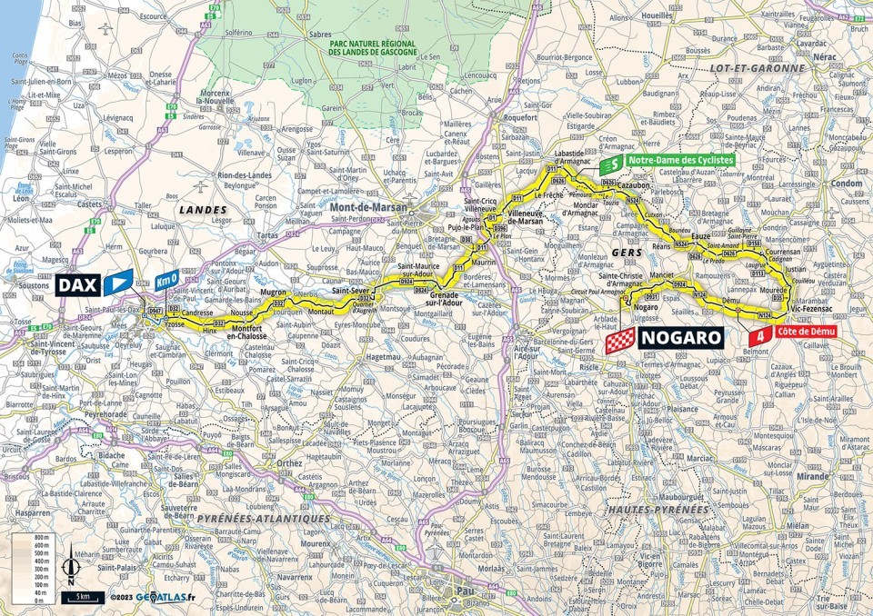 Mapa: 4. etapa na Tour de France 2023.