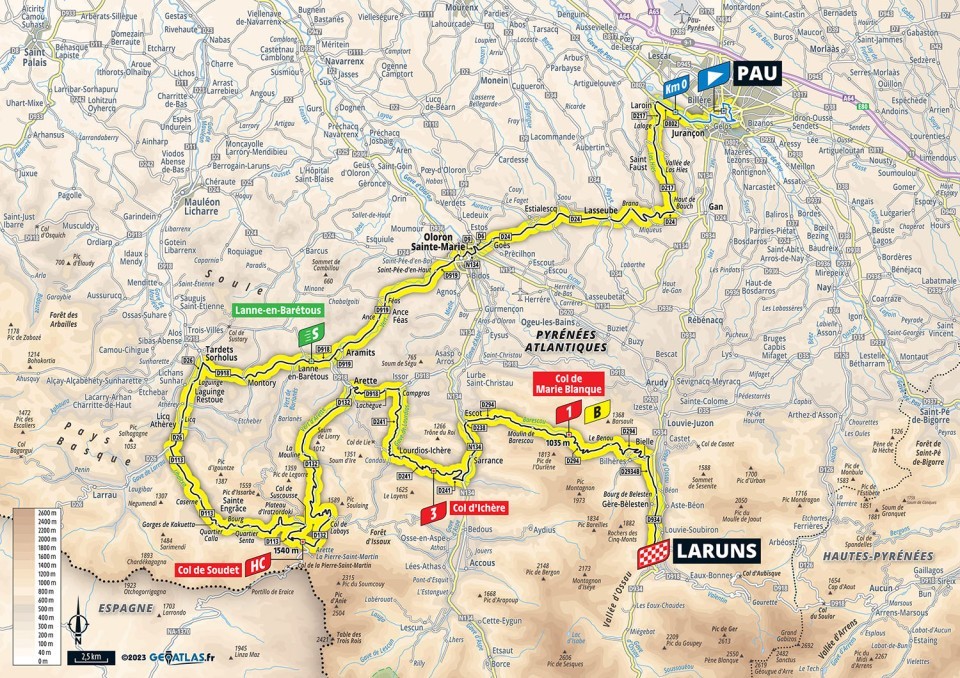 Mapa: 5. etapa na Tour de France 2023.