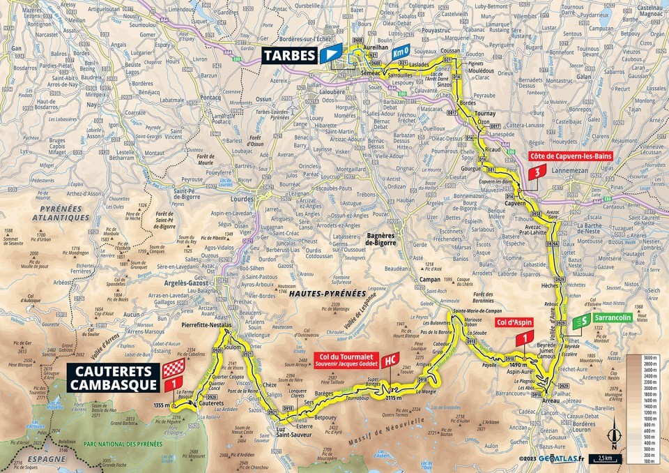 Mapa: 6. etapa na Tour de France 2023.