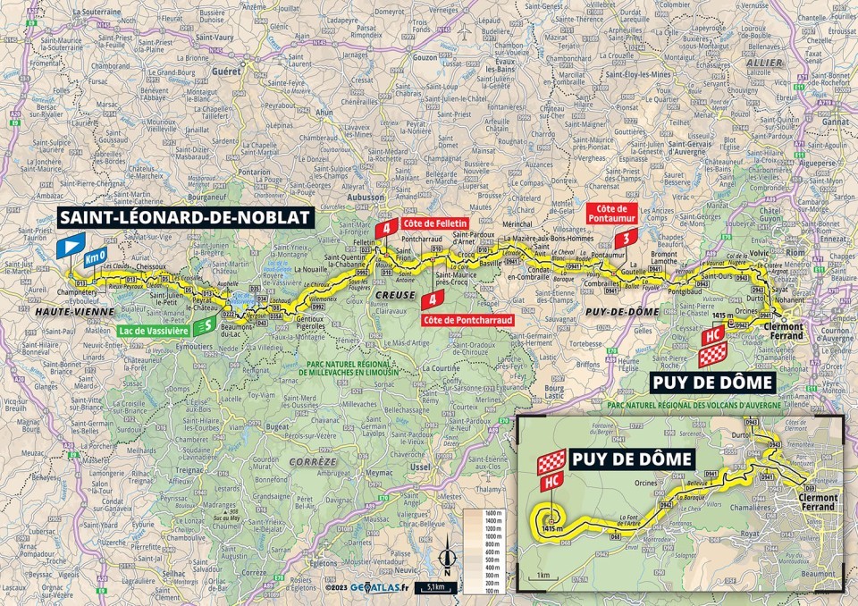 Mapa: 9. etapa na Tour de France 2023.