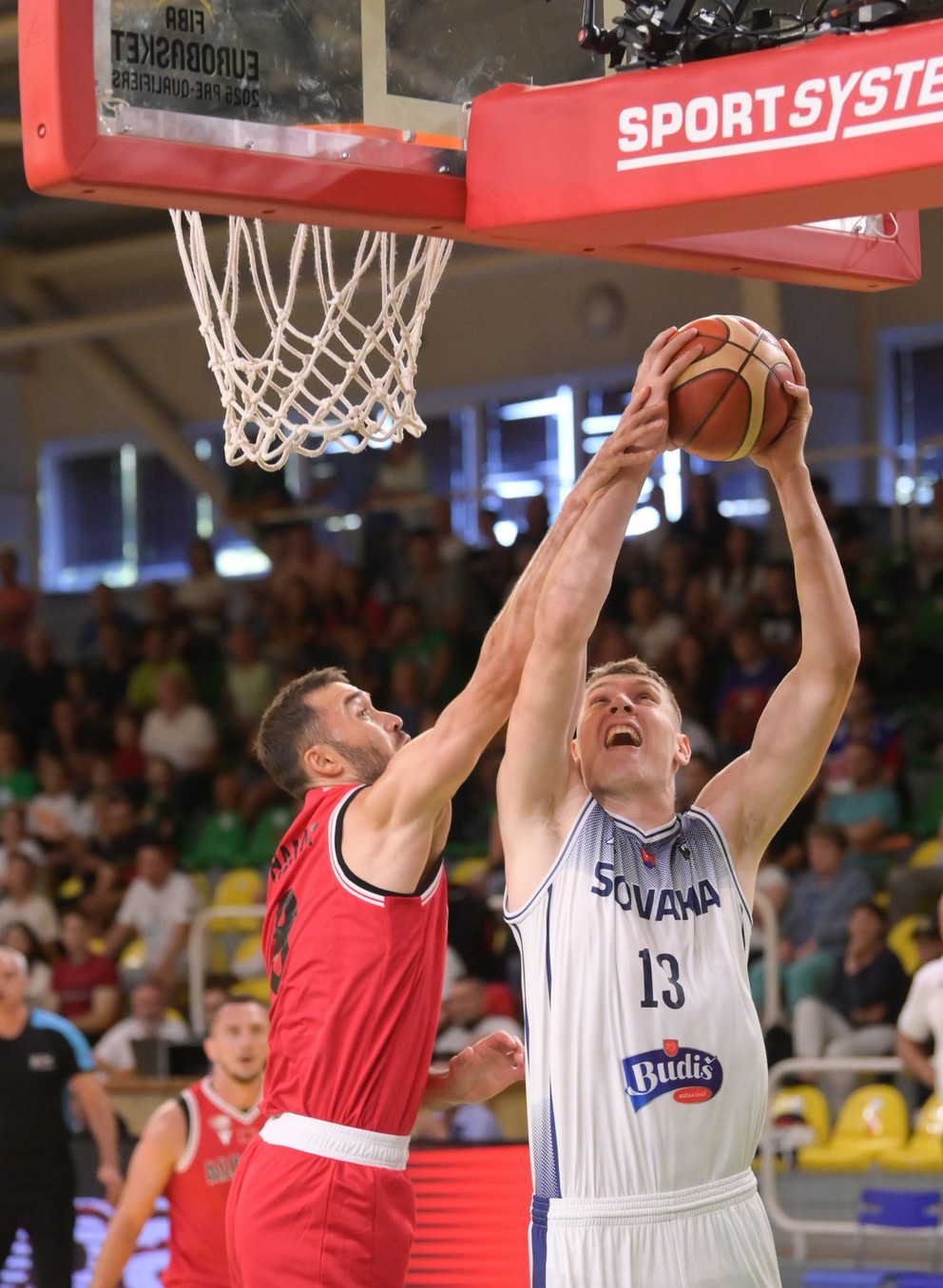 Slovenský basketbalista Tomáš Pavelka v zápase proti Albánsku.