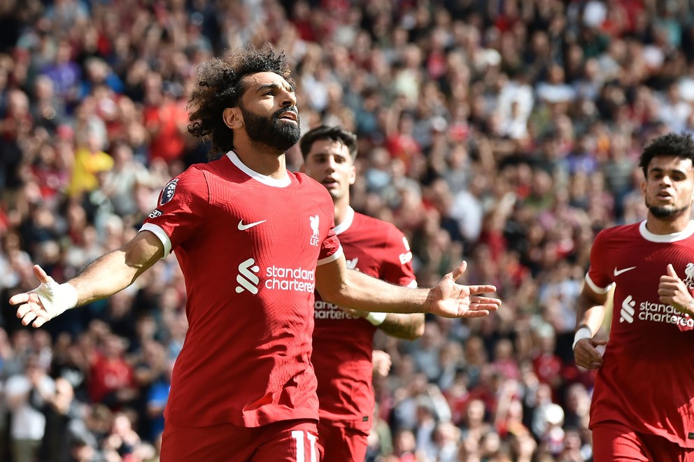 Egyptský útočník Mohamed Salah v drese FC Liverpool. 