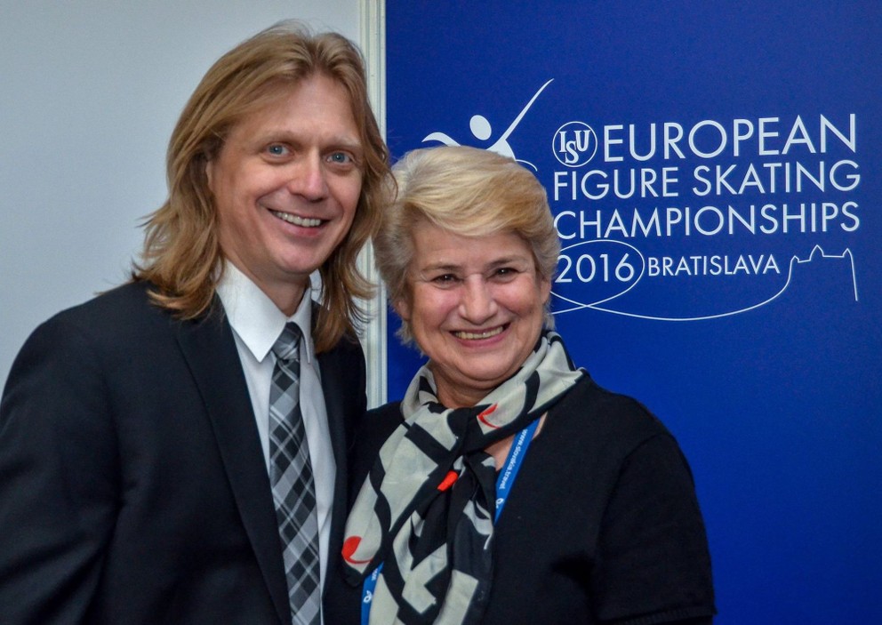 Agnesa Búřilová a Jozef Sabovčík na ME v krasokorčuľovaní 2016 v Bratislave.
