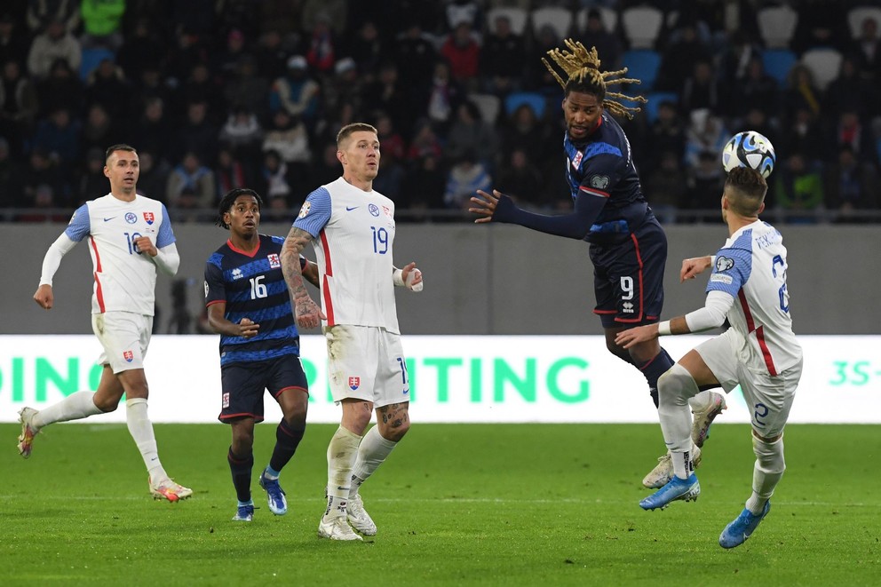 Momentka zo zápasu Luxembursko - Slovensko v kvalifikácii EURO 2024.