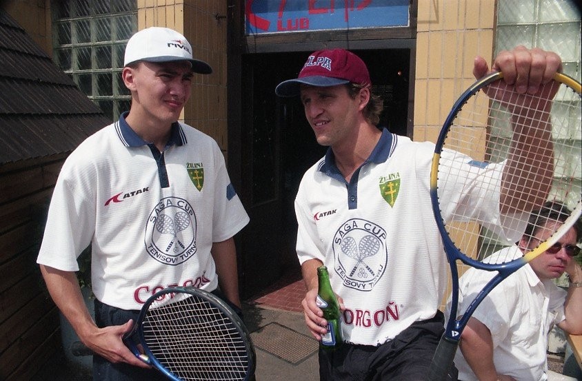 Miroslav Šatan a Róbert Petrovický na tenisovom Sága Cupe v roku 1998.