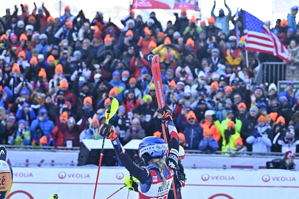 Mikaela Shiffrinová počas slalomu v Jasnej 2024.