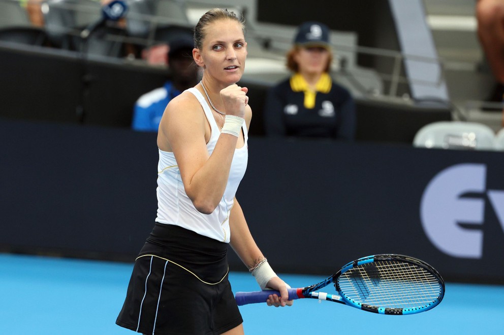 Česká tenistka Karolína Plíšková na turnaji v austrálskom Brisbane.