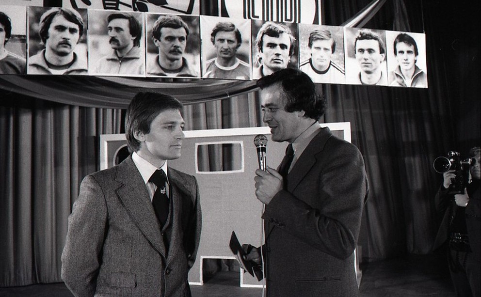 Ladislav Jurkemik a Karol Polák na vyhlásení Jedenástky roka 1979.