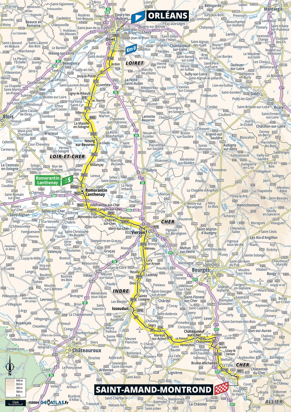 Mapa: 10. etapa na Tour de France 2024.