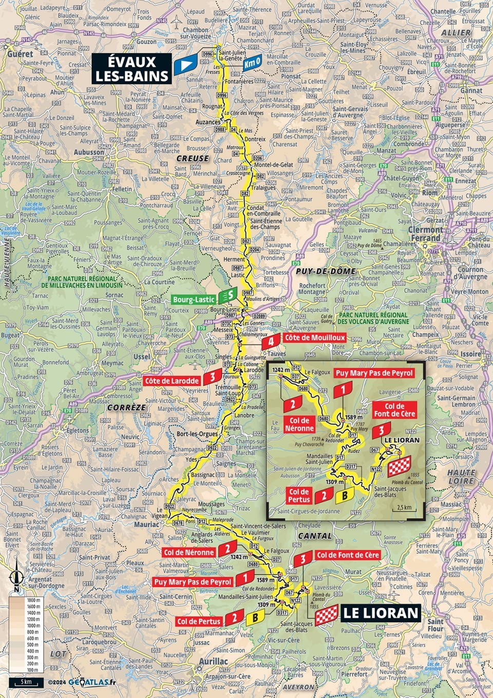 Mapa: 11. etapa na Tour de France 2024.