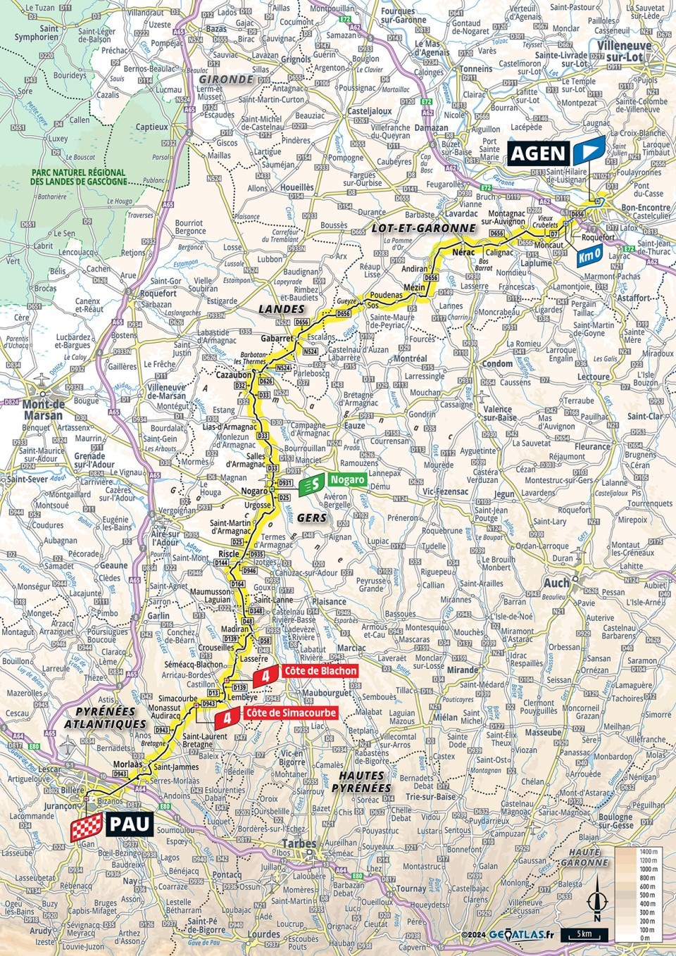 Mapa: 13. etapa na Tour de France 2024.
