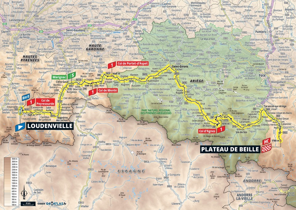 Mapa: 15. etapa na Tour de France 2024.