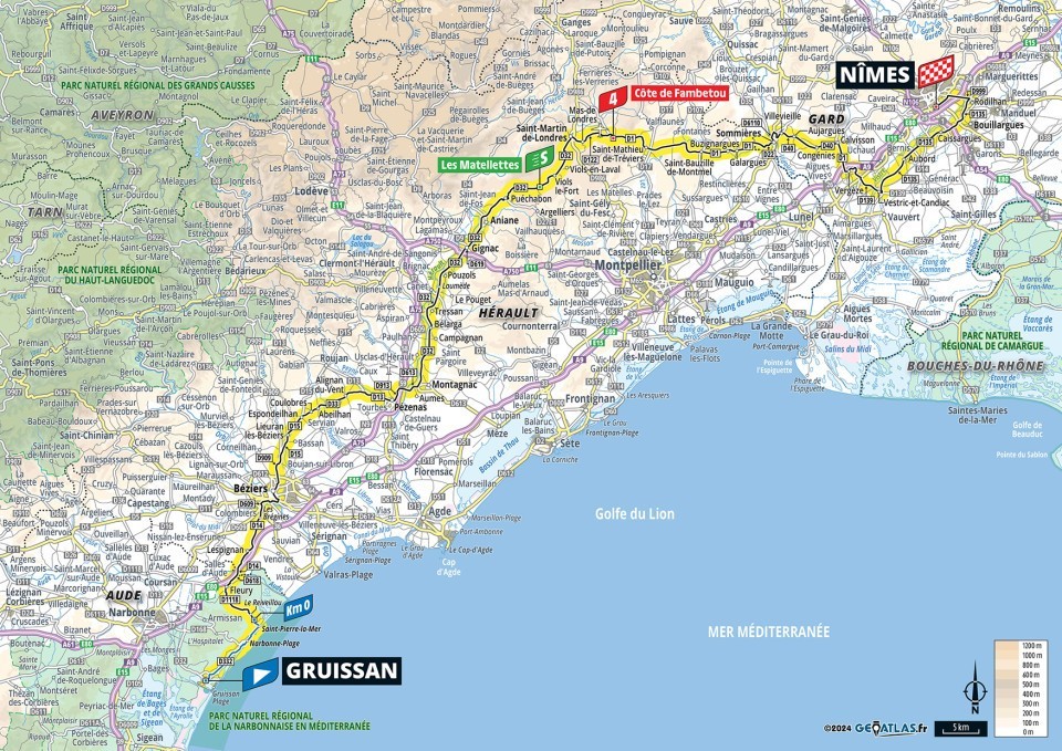 Mapa: 16. etapa na Tour de France 2024.