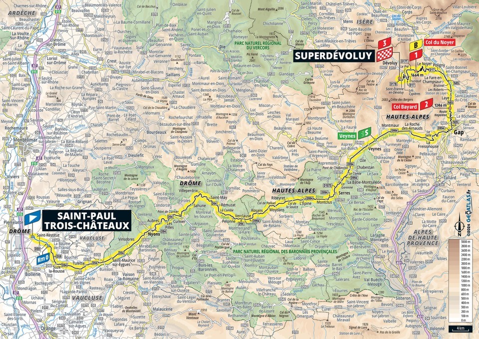 Mapa: 17. etapa na Tour de France 2024.