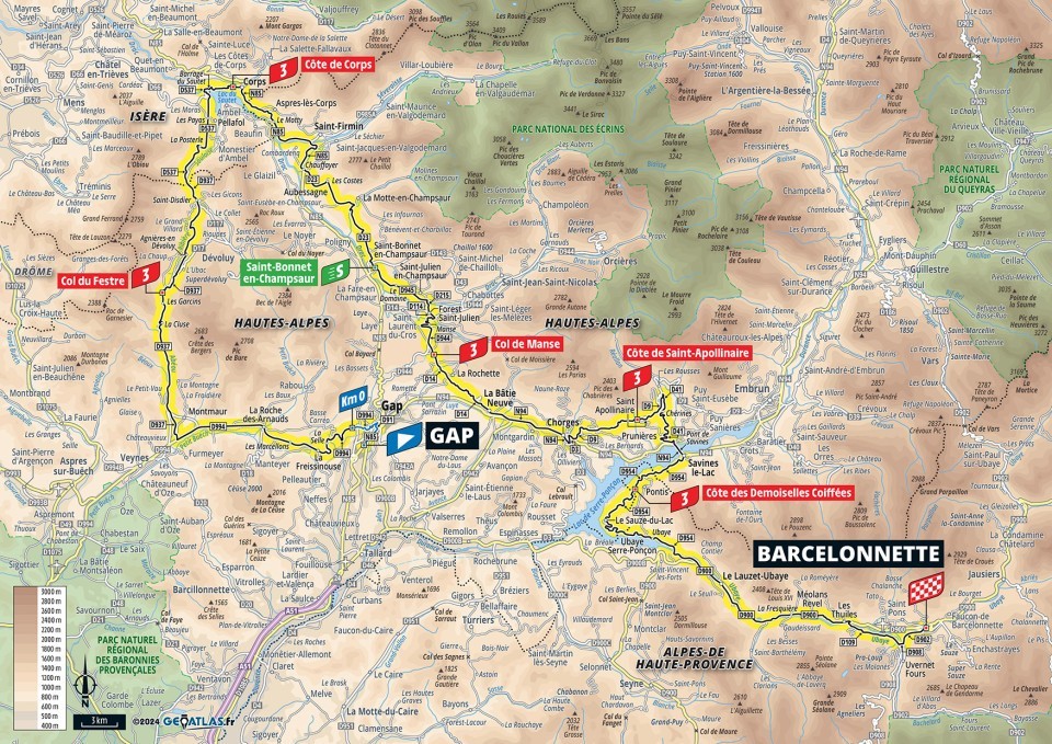 Mapa: 18. etapa na Tour de France 2024.