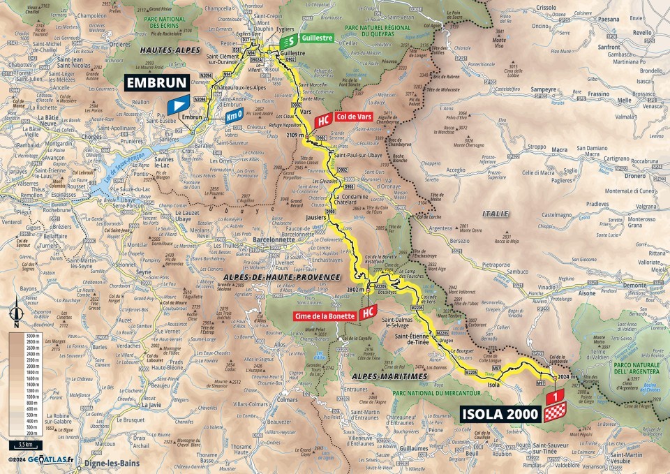 Mapa: 19. etapa na Tour de France 2024.