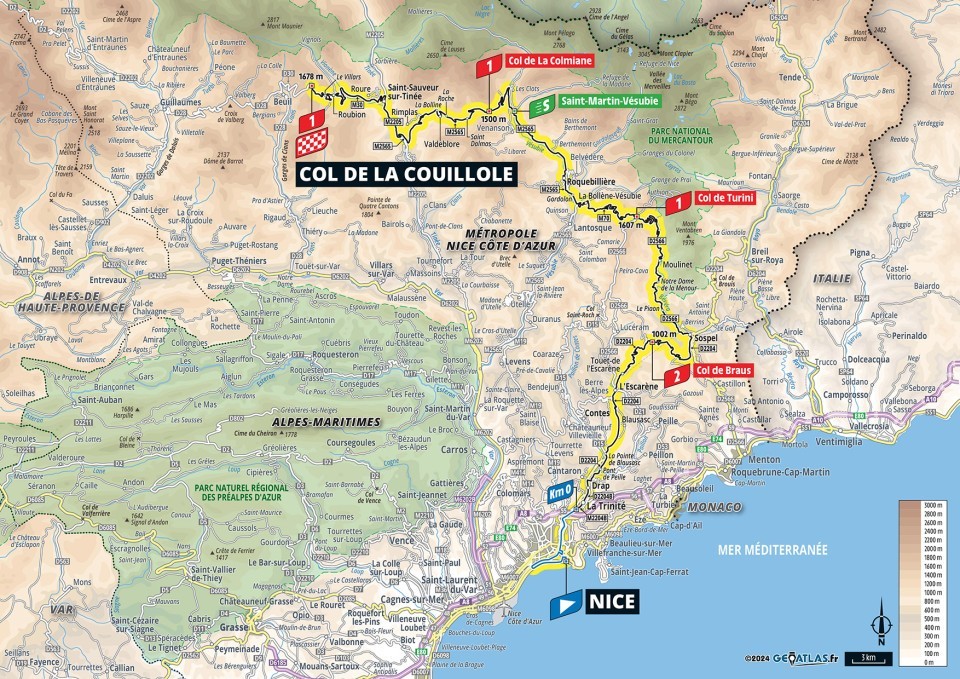 Mapa: 20. etapa na Tour de France 2024.