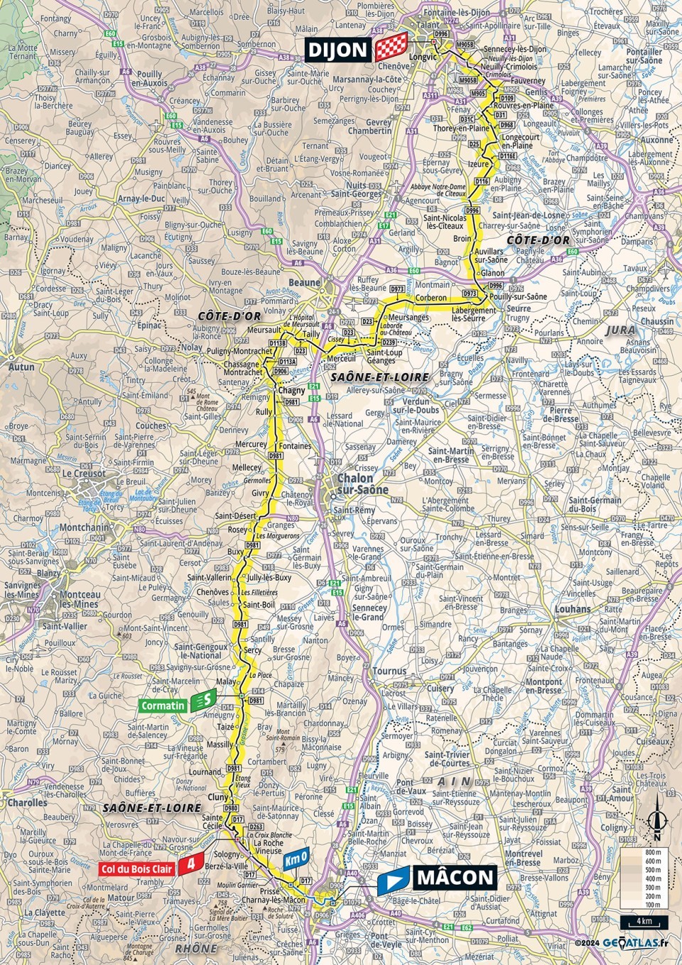 Mapa: 6. etapa na Tour de France 2024.