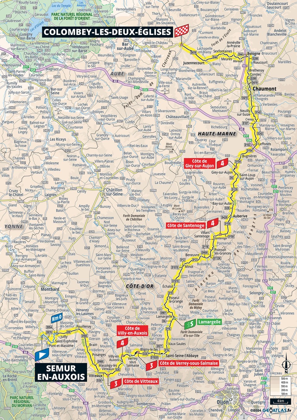 Mapa: 8. etapa na Tour de France 2024.