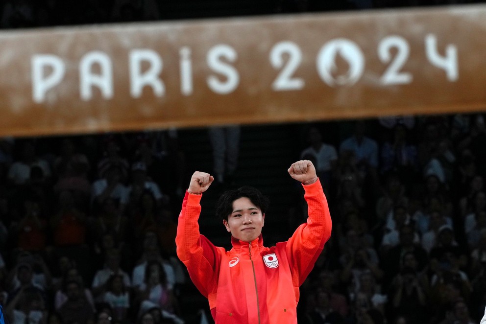 Japonský gymnasta Šinnosuke Oka na OH v Paríži 2024.