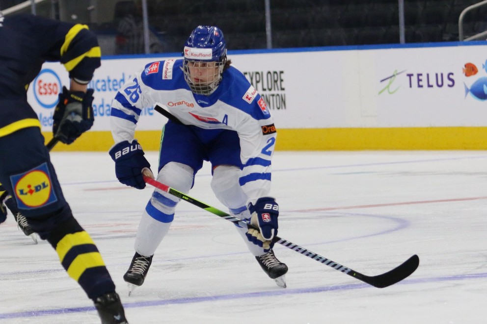 Ján Chovan v zápase Slovensko U18 - Švédsko U18 na turnaji Hlinka Gretzky Cup 2024.