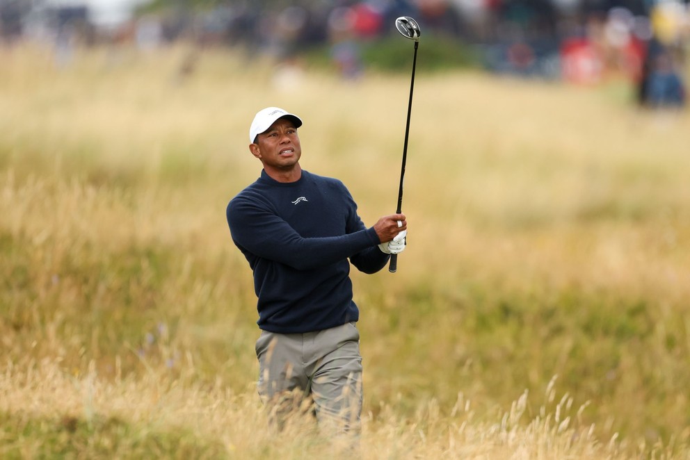 Tiger Woods počas turnaja British Open Golf Championships 2024.