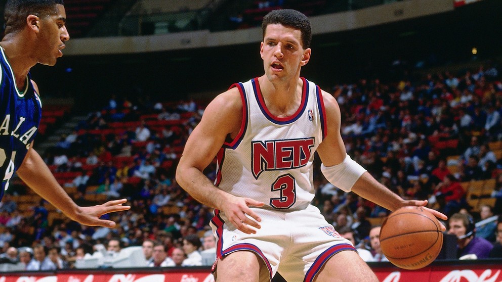 Dražen Petrovič v drese tímu NBA New Jersey Nets.