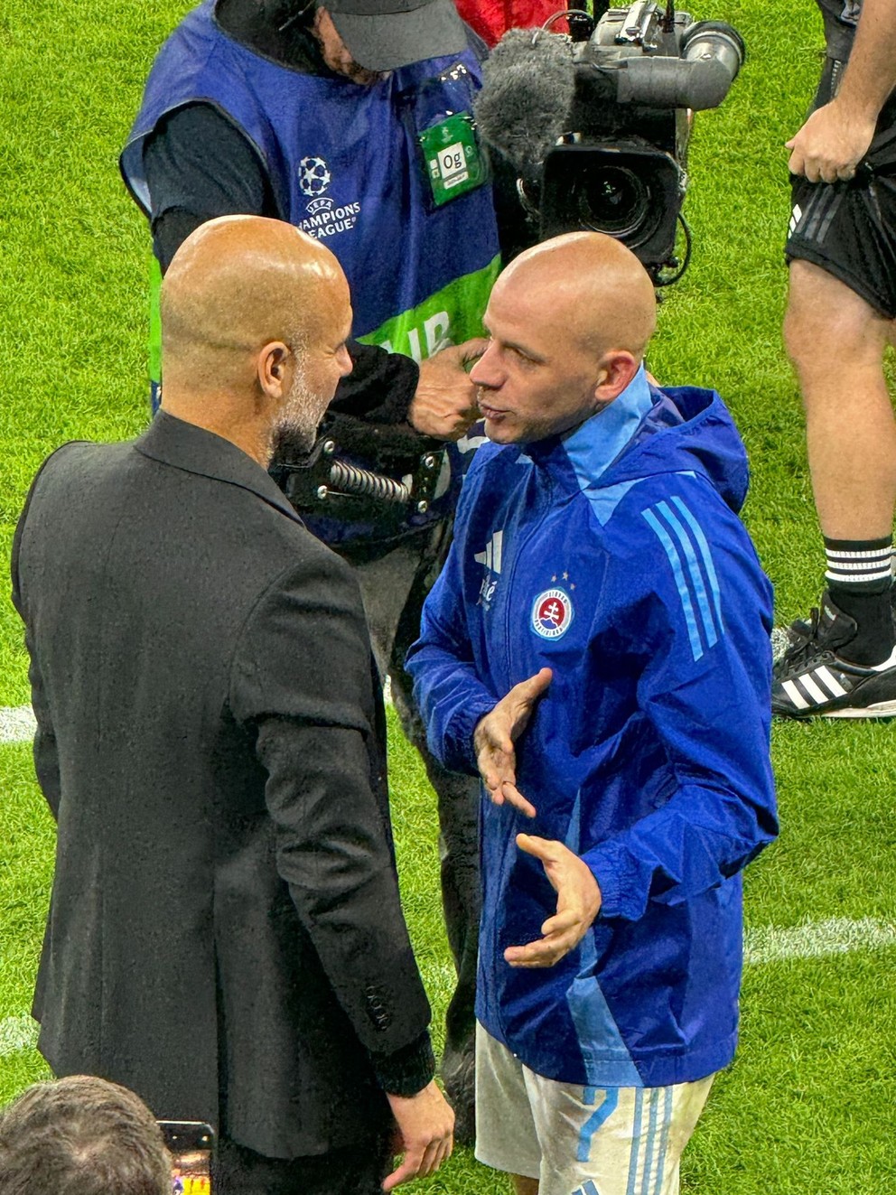 Vladimír Weiss ml. a tréner Pep Guardiola.