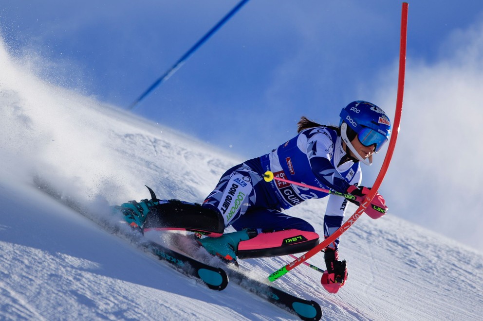 Martina Dubovská počas 1. kola slalomu v rakúskom stredisku Gurgl 2024.