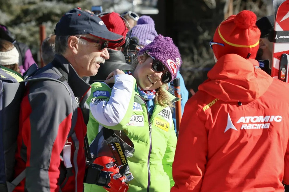 Mikaela Shiffrinová v Aspene so svojím otcom Jeffom na snímke z roku 2012. 