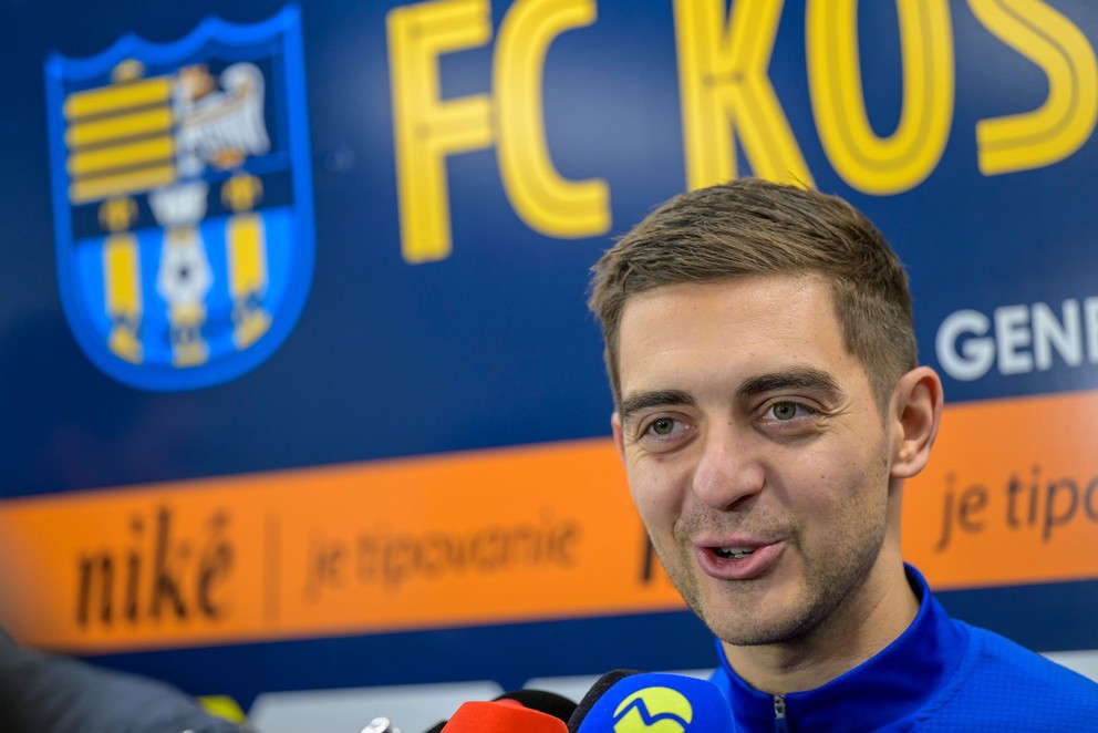 Hráč FC Košice Michal Faško počas mediálneho brífingu pred štartom zimnej prípravy klubu FC Košice na jarnú časť futbalovej Niké ligy v sezóne 2024/2025.