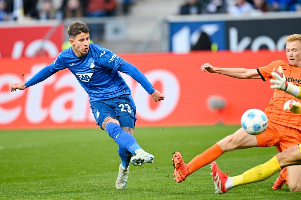 Adam Hložek in Hoffenheim's jersey.
