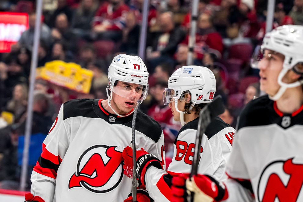 Šimon Nemec počas zápasu Montreal Canadiens - New Jersey Devils.