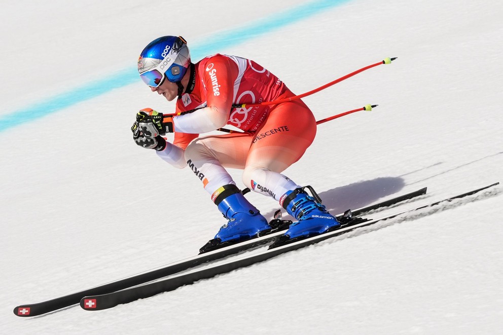 Marco Odermatt počas pretekov zjazdu