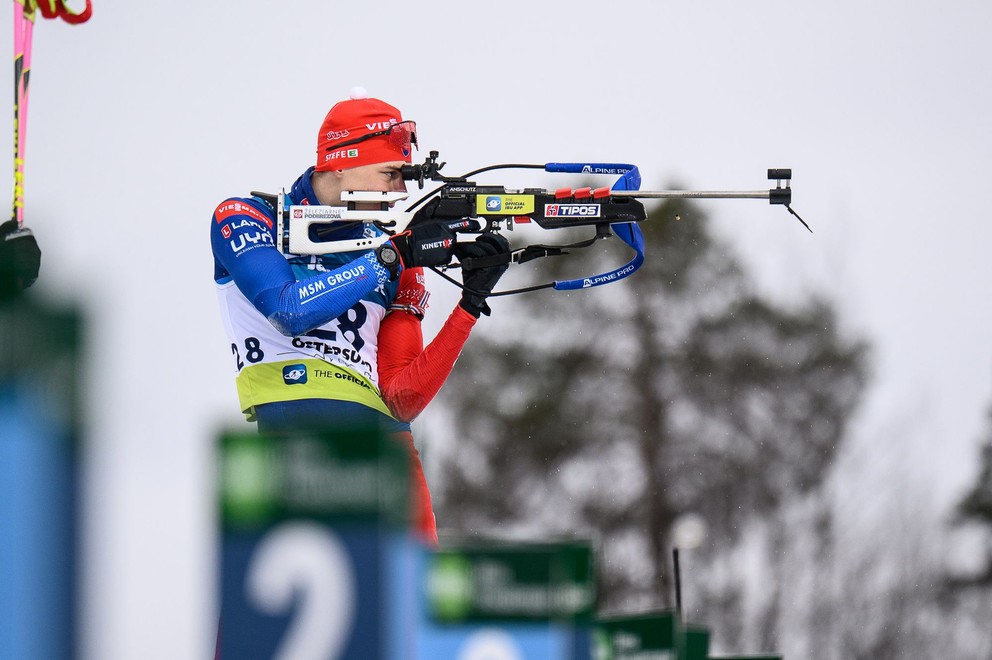 Jakub Borguľa počas pretekov šprintu  na majstrovstvách sveta juniorov a kadetov vo švédskom Östersunde.