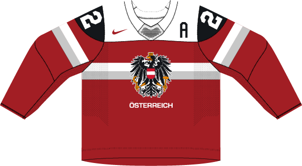 Rakúsko na MS v hokeji 2025 - dresy vonku.