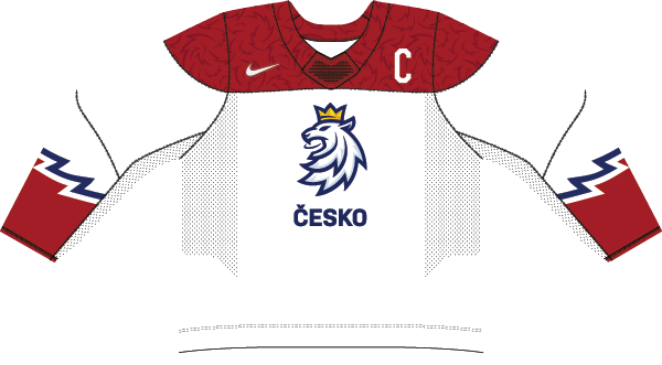Česko na MS v hokeji 2025 - dresy doma.
