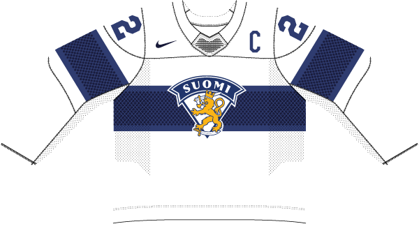 Fínsko na MS v hokeji 2025 - dresy doma.