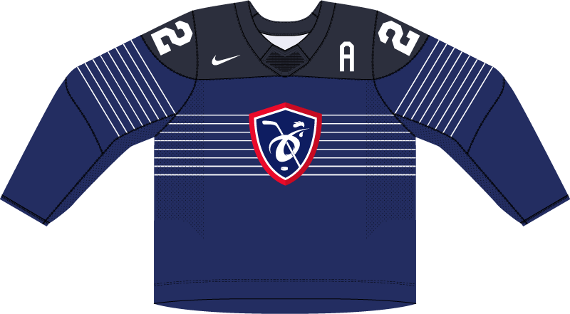 Francúzsko na MS v hokeji 2025 - dresy doma.