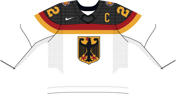 Nemecko na MS v hokeji 2025 - dresy doma.