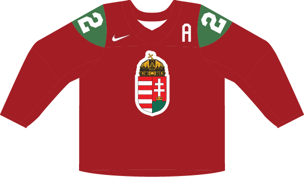 Maďarsko na MS v hokeji 2025 - dresy vonku.