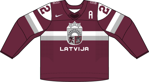Lotyšsko na MS v hokeji 2025 - dresy vonku.