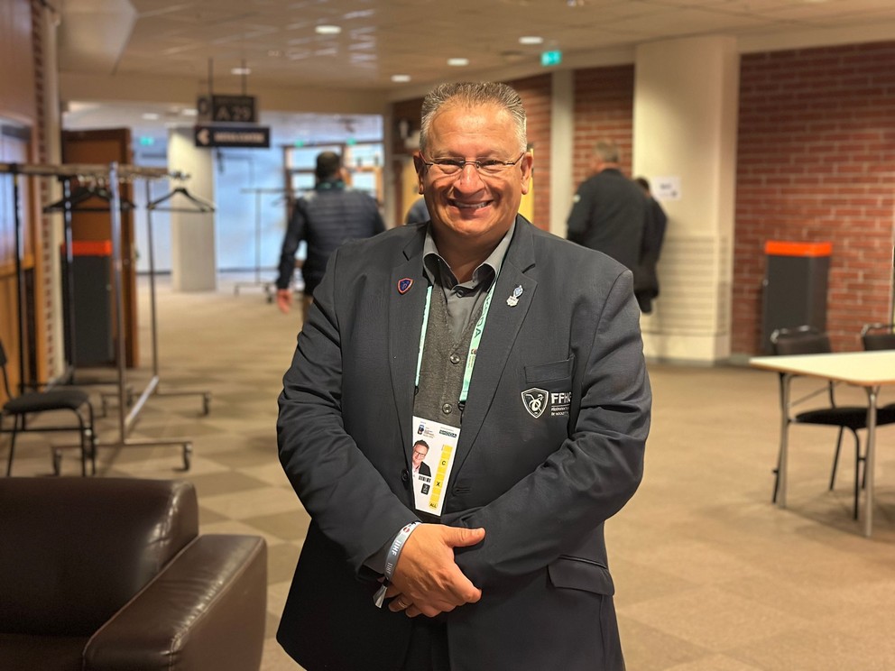 Prezident Francúzskej hokejovej federácie Pierre-Yves Gerbeau počas MS v hokeji 2025.