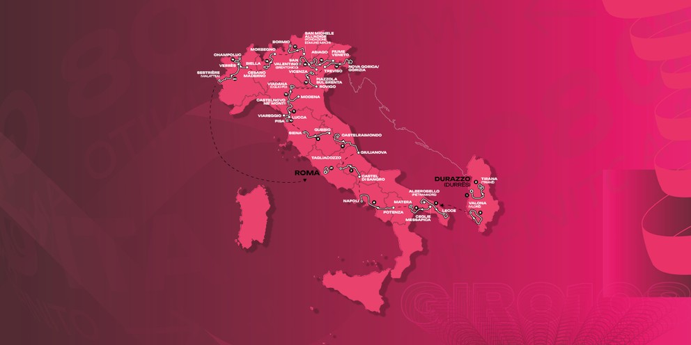 Mapa Giro d'Italia 2025.