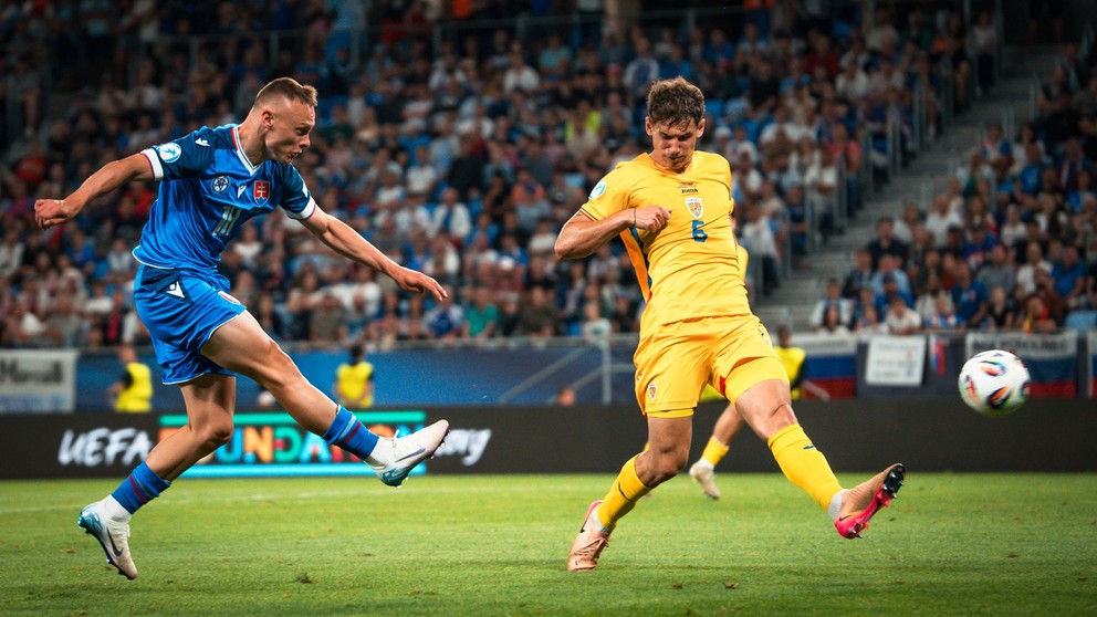 Nino Marcelli v zápase Slovensko - Rumunsko na EURO U21. 
