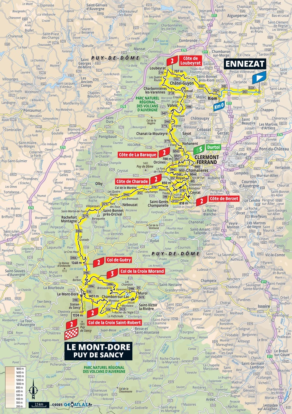 Mapa: 10. etapa na Tour de France 2025.